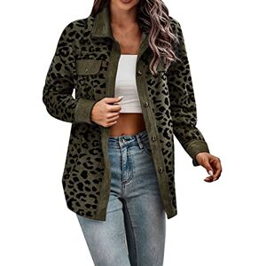 Dantazz Womens Button Down Shirts Long Sleeves Oversized Leopard Print Corduroy Shirts Long Sleeves Jackets Coats with Pockets Denim Jackets for Women Fashion (Army Green-2, XXL)