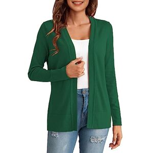 TYUSGH Women's Cardigans Solid Color Long Sleeved Buttonless Casual Knitted Sweater Open Front Loose Fit Cover Ups Business Office Green