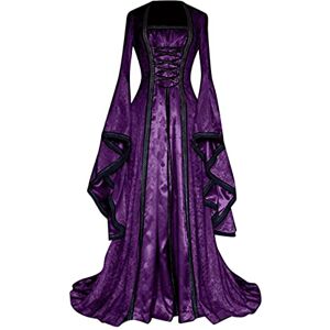 Nossdfss Medieval Dress Women's Long Princess Dresses, Retro Renaissance Clothing Women's Court Style Cosplay Dress Long Sleeve Dress Women's A-line Halloween Carnival Party Dress Party Dress Women, purple,