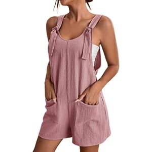 Buy Again Orders Placed By Me Todays Daily Deals Clearance Prime Mother's Day Gifts Jumpsuits Women Summer Trendy Tie Shoulder Casual Loose Overall Shorts Crewneck Sleeveless Strap Romper Comfy One Piece Dungarees With Pocket