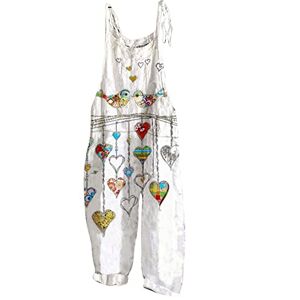 HAOLEI Dungarees for Women UK Loose Fit Sleeveless Jumpsuits Summer Bib Overalls Flower Owl Printed Boho Rompers Wide Leg Trousers Pants Floral Long Playsuit with Pocket Holiday Beach Size 8-20