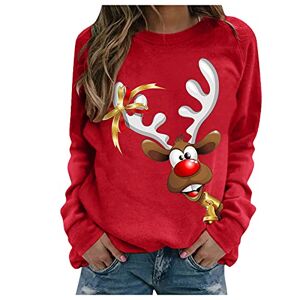 Green School Fleece HZMM Jumper Sweatshirts for Women Women's sweatshirt long-sleeved printed top casual pullover Christmas Long Sleeve Top Plain Jumper, #2 Red, L