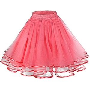 Topgrowth Accessorio 50's Petticoat Underskirt Retro Swing 1950's Rockabilly Tutu Skirt Slip Vintage Women's Tulle Skirt High Waist Tiered Layered Mesh Ballet Prom Party Tulle Tutu A-line Midi (Watermelon Red, One Size)