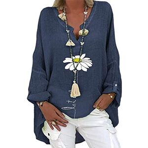 Clearance!Hot Sale!Cheap! Women Long Sleeve Tunic Tops Crew Neck Dandelion Print Sweatshirt Pullover Oversized Blouse Cotton Linen T Shirts for Women UK Sale