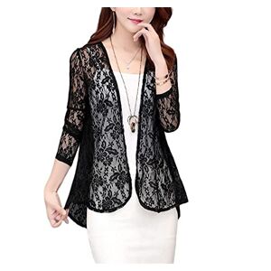 LCDIUDIU Summer Cardigan, Women’S Floral Lace Bolero Waterfall Cardigans Summer Shrug Top Ladies Long Sleeve Shrug Blouse Top Hollow Out Lightweight Jacket See Through Cover-Up For Dress,Black,Xl