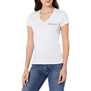 A|x Armani Exchange Armani Exchange Women's Milano/New York Logo Slim Fit V-Neck T-Shirt, White (Optic White), M