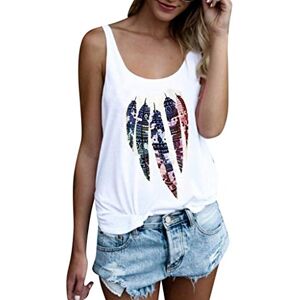 Cocila Women Sleeveless Round Neck Print Shirt Casual Loose Soft Comfortable Fitness Blouse Pullover Tank Tops Vest(XXL,White)