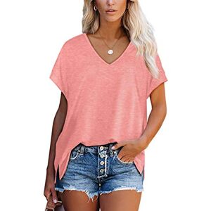 Aokosor T Shirts for Women V Neck Summer Tops Ladies Extended Shoulder Casual Tee Coral Size 18-20