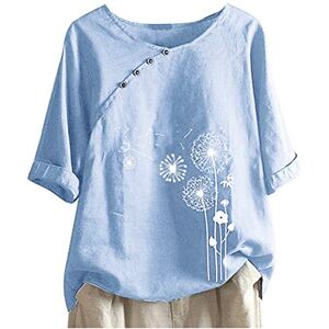 Summer Tops For Women Uk 0404b1387 Summer Tops Oversized Crew Neck Linen Tops for Women Elegant Short Sleeve Cotton Blend Tee Shirts Plus Size Tunic Blouse Tops UK Size 8-18 Sales Clearance