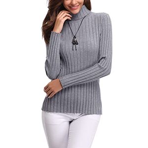 Aottori Roll Neck Jumpers for Women UK Turtle Neck Jumper Tops Ladies Long Sleeve Knitted Sweater Solid Winter Warm Pullover Tunic Gray L