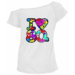 Womens I Love The 80s T Shirt Short Sleeves Ladies Retro Pop Star Neon Festive Tees Top Plus Size UK 8-26 (M-L, White)