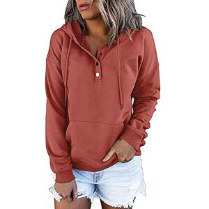 Haolei Hoodies for Women UK Clearance,Ladies Hooded Sweatshirt Plain Long Sleeve Casual Jumper Loose Fit Button Down Drawstring Pullover Blouse Top with Pocket Size S-XXL