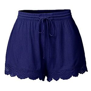 Goddessss DAOJOSL Casual Lace Shorts for Women Loose Fit Elastic Waist Drawstring Summer Yoga Lounge Shorts Drawstring Holiday Beach Shorts(Blue,XXL)