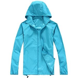 Light Rain Coats For Women Plus Size Womens Sport Jacket Womens Outdoor Jackets Full Zip-Blue Womens Hiking Jackets Solid Womens Raincoats Waterproof With Hood Packaway Waterproof Jacket Rain Jacket