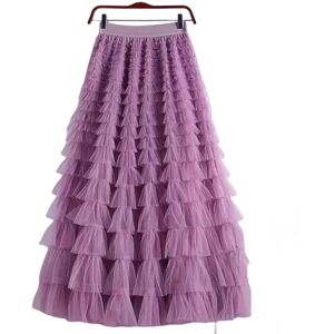 GerRit Skirt Women’s Multilayer Ruffles Tulle Skirt Pleated High Waist Fairy Cake Dress Party Skirt-color 14-m (skirt Length 85cm)