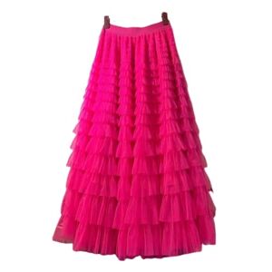 GerRit Skirt Women’s Multilayer Ruffles Tulle Skirt Pleated High Waist Fairy Cake Dress Party Skirt-color 12-l (skirt Length 95cm)