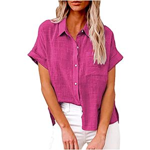 Funaloe 2023 Summer Tops For Women Uk Clearance Sale Button Up Tops for Women UK Summer Tops Short Sleeved Shirts V Neck Tops Pink Shirts Blouses Shirt Tee Tops/Shirt Collar Shirt Women Tops Fashion Plain Shirt Female Loose T-Shirt Tops Hot 4XL