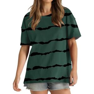 Camping Deals Of The Day Sale Angxiwan Shirts for Women UK Women New T Shirt Causal Carnival Shirts Color Block Print Side Slit Tee Tops Women's Plus Size Tops Autumn Tops for Women UK Green