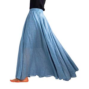 FEOYA Women's Bohemian Style Cotton Linen Long Maxi Skirt A-Line Elastic Waist Multiple Colour