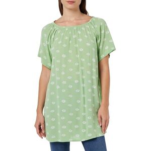 Kaffe Women's Women's Tunic Round Neck Printed Short Sleeves Casual Fit Mid-thigh Length Tunic, Green/Chalk Flower,