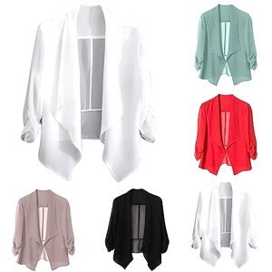 HAOLEI Chiffon Kimono Cardigans for Women Lightweight Summer Sheer Shrug Top Long Sleeve Open Front Swim Beach Cover up Beachwear Wrap Bolero Cardigan for Evening Dress White