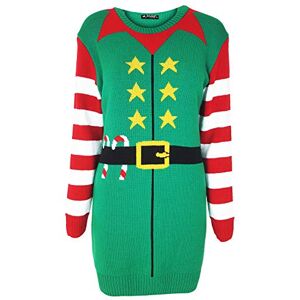 Be Jealous Xmas Women's Elf Christmas Belted Jumper Dress Elf Costume Green Plus Size UK 22