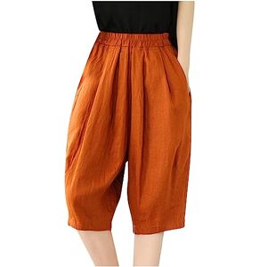 Amhomely Womens Pants Sale Clearance AMhomely Womens Cotton Beach Shorts Summer Casual Shorts with Pocket Elastic Waisted Knee Length Shorts Wide Leg Beach Shorts Baggy Classic Lounge Shorts Plain Basic Office Work Shorts Orange L