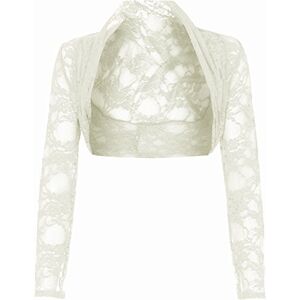 Paramount Long Sleeve Cropped Lace Bolero Shrug Cream