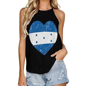 Generic041 Honduras Retro Heart Shaped Flag Fashion Tank Top for Women Summer Crew Neck T Shirts Sleeveless Yoga Blouse Tee L