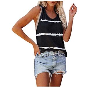 Janly Clearance Sale Ladies Summer Vest , Fashion Womens Prints Stripes Casual Basic Strappy Sling Sleeveless Tank Tops , for St Patrick's Day Easter (Black-L)