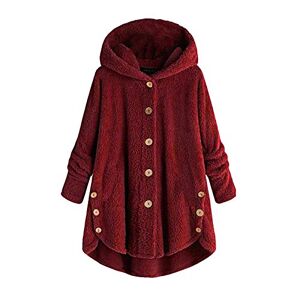 Clearance!On Sale!Black Friday Big Deals AMhomely Jackets for Women Hood Baggy Cardigan Long Sleeves Coat Fashion Plus Size Retro Button Outwear Winter Loose Fit Casual Ovrecoats Blouse Top Festival Clothes, 07 Wine, 5XL