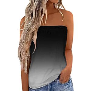 Generic Gradient Top Summer Sleeveless Women Tank Vacation Loose Shirt Bandeau Strapless Blouse Tanks Casual Holiday Top Women Women's Tanks & Camis Compression Undershirts Women