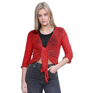 Hamishkane&#174; Women's Cardigans, Double Fine Knit Bali Tie Up Shrug for Women - Perfect Stretchy Cropped Cardigan for Layering Over Summer Dresses & Tops Red