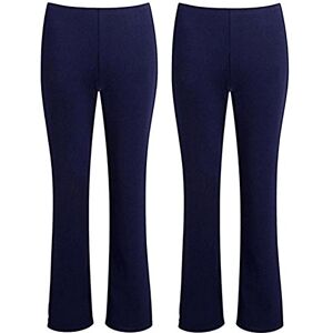 Shop Online Women's Elasticated Waist Stretch Ribbed Bootleg Trousers Ladies Pull ON Pants Worker (Navy/Single 1, UK 8/31" Long Inside Leg)