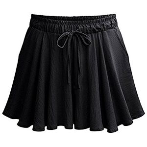 VERYCO Women Summer Wide Leg Shorts Drawstring Elastic Waist A Line Culottes Casual Hot Pants Trousers (Black, UK 18 / Tag 4XL)