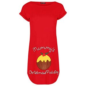 Fashion Star Womens Christmas Printed Xmas Short Sleeve Baggy T-Shirt Tunic Mini Dress Mummy's Pudg Red M/L (UK 12/14)