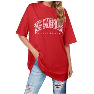 Minjisf Womens Tops Oversized Los Angeles California T Shirts Short Sleeve Crewneck Tee Casual Letter Print Graphic Long Summer Baggy Fashion Ladies Blouse Tees Loose Blouses Plus Size Tops for Girls