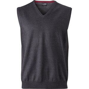 James & Nicholson Men's Classic Cotton Sleeveless Pullover (L, Anthracite-Melange)