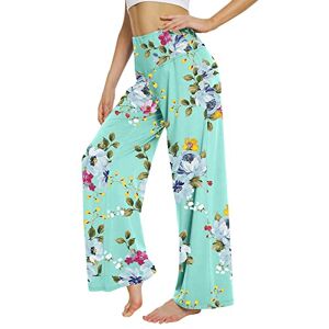 Briskorry Women's Casual Trousers, Stretch Elegant Floral Print, Flared Trousers, Summer, Loose, Wide Leg Trousers, High Waist, Summer Trousers, Casual, Soft Beach Trousers, Harem Trousers