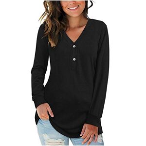 Clearance!Hot Sale!Cheap! Women's Long/Short Sleeve V-Neck Button Loose Casual Tunic Tops Blouse Ladies Henley T Shirts Work Office Top for Women UK 2023