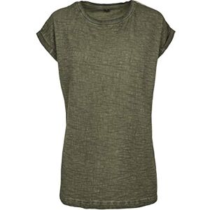 Build Your Brand Ladies Spray Dye Extended Shoulder Tee, Women’s T-Shirt, olive, XS - BY056-00176-0058