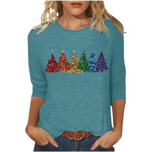 Free Felivery Christmas Tree Jumper Women UK, Christmas Graphic Santa Pullover Reindeer Xmas Tree Print Sweatshirt Novelty Funny Christmas Holiday Tops 3/4 Sleeve Casual Shirts Blouse Round Neck Loose Tunic Top