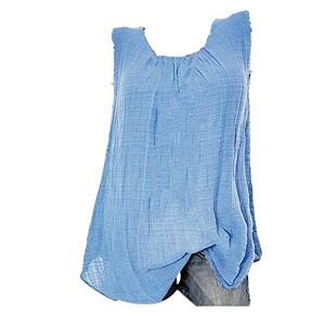 Cocila Tank Tops for Women Loose Fit Cotton Linen Sleeveless Scoop Neck Baggy T-Shirt Vest Blouse Tank Tops Plus Size Light Blue