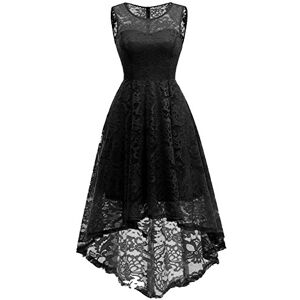MuaDress 6006 Vintage Floral Lace Sleeveless Hi-Lo Cocktail Formal Party Dress L Black