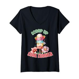 Summer Season Apparel Co. Womens Scoop Up Some Summer Ice Cream Beach Vacation Kids V-Neck T-Shirt