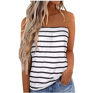 Funaloe Winter Sale Halloween Christmas Summer Fall Tops Clearance Bob Tube Tops Women's Plus Size Off Shoulder Tops for Women UK Tank Tops Casual Strapless Bandeau Top Printed Vest Off The Shoulder Blouse Top Sleeveless Top White M UK Size Special Occasi