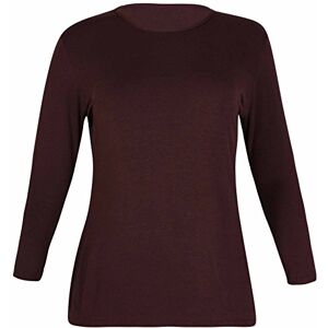 Purple Hanger Womens New Plain Long Sleeve Casual Top Ladies Basic Stretch Fit Crew Neck Everyday T-Shirt Tops Plus Size Dark Brown 18