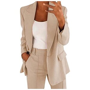 Generic Women's Solid Blazer Long Sleeves Button Open Front Lapel Suit Jacket Summer Thin Elegant Fitted Sporty Work Office Dressy Blouse Coat with Pockets