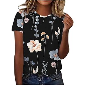 HAOLEI White T Shirts for Women UK Clearance,Ladies Blouses Dandelion Print Short Sleeve Blouse Round Neck Casual Loose Summer Tops Hawaiian Shirt Graphic Tee UK Size 8-16