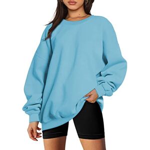 CNFUFEN Plain Women Sweatshirt Teen Girls Y2k Long Sleeve Top Lounge Wear For Women Trendy Baggy Clothes Ladies Winter Tops Sky Blue Size M(10-12)